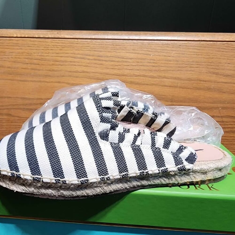 Kate Spade Laila Striped Canvas Espadrille Slip on Mules Size 7